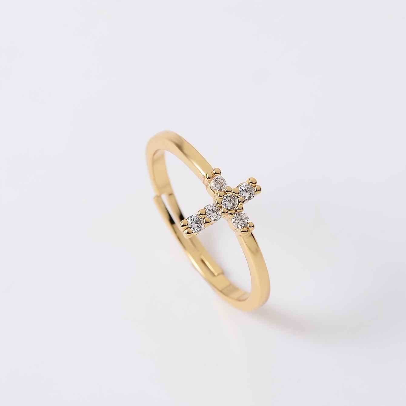 Adjustable Cross Ring with Zirconia Daily Wear Gift Option